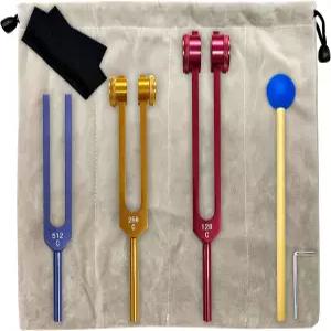 DNA 복구 사운드 힐링 테라피 컬러 알루미늄 합금 전문가용 바디 가중 튜닝 포크 악기를 위한 세트(128C Hz