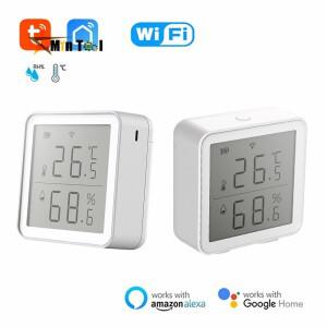 투야 스마트 와이파이 온습도 센서, LCD 화면 디지털 디스플레이, 무선 온도계, 알렉사 구글 홈과 작동