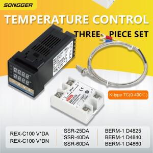 REX-C100 온도 조절기 세트 M6 열전대 & SSR-25DA 솔리드 스테이트 릴레이 산업용 정밀도 디지털 디스플레