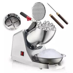 요도호사 4 블레이드 전기 제빙기 300W 스노우 콘 메이커 머신 143lbs/hr 빙수 기계 스테인리스 스틸 주방