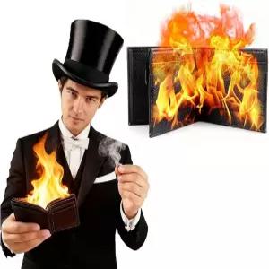 매직 트릭 파이어 월렛 플레밍 무대와 거리 쇼에 불을 밝히는 노블리티 PU 가죽 빌폴드 마술사 마술 애호가