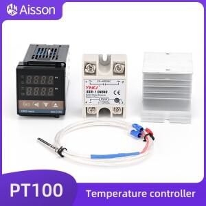 REX-C100 PID 온도 컨트롤러 AC110V-240V, SSR-40DA PT100 열전대 방열판, 범용 입력 릴레이 또는 SSR 출력