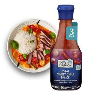 블루 타이 스위트 칠리 소스 - 10.5온스(3팩) 인공 향료 또는 색소 없음 레드 & 마늘로 제작 , 비 변형식품(Non-GMO) 검증, 글루텐 프리 디핑