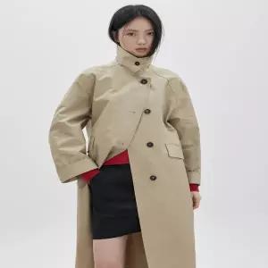 ZOOC 커프스 디테일 오버핏 롱 트렌치코트_Z261MSI001