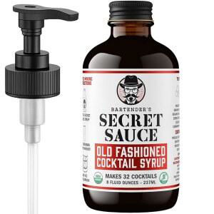바텐더 u2019의 시크릿 소스 USDA 올드 패션 믹스 u2013 비터, 오렌지 필 & 타르트 체리를 곁들인 수작업 시럽 글루텐 프리 u2013, 32가지 칵테일(8온스, 1팩 + 펌프 1개) 버번이나 호밀