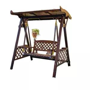 야외 펜션 흔들의자 등받이 발코니 방부목 그네