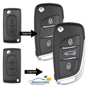 호환  Jingxin 키 수정 된 Filp 접이식 원격 키 쉘 케이스 푸조 207 307 407 408 308 시트로엥 C4C2 HU83VA