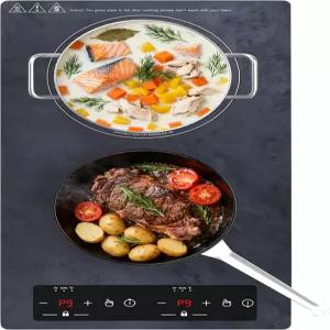 나페윈 더블 인덕션 쿡탑 휴대용 전기 12인치 110V 버너 핫 플레이트 안전 잠금 장치 자동 차단 타이머