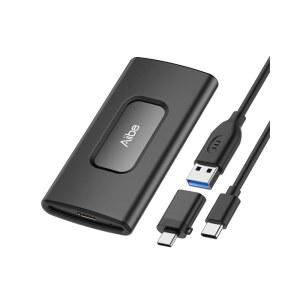 Aiibe 외장 SSD 256GB 하드 드라이브 USB C 휴대용 SSD, 최대 500MB/s, 3.1, 노트북, Mac, PS4용 솔리드 스테이트 256GB(블랙)