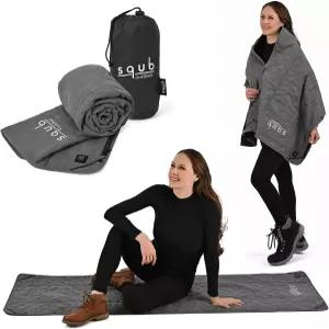 SQUB 전기 온열 담요 - 야외 캠핑용 방수 3가지 열 레벨의 무선 난방 휴대용 여행용 커버 및 보관 가방