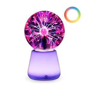 7색 베이스가 있는 Xsnzdq 3인치 플라즈마 볼 램프 | USB-C 전원 터치 활성화 라이트닝 글로브 멋진 책상 가젯 장식, 크리스마스 스타킹 스터퍼