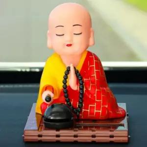 부처님오신날 동자승 목탁치는 태양열 스님 자동 인형 노호혼 고개끄덕이는