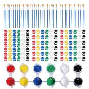 포마일러 20팩 6가지 색상 미니 아크릴 페인트 및 브러시 세트 파티용, 캔버스용 페인팅 키트용 브러시가 포함된 개별 스트립