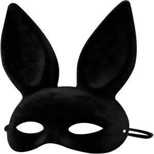 블랙 벨벳 버니 마스크 - 페스티벌 가면 무도회 코스튬 파티 여성 및 남성을 위한 14x7 인치 우아한 하프