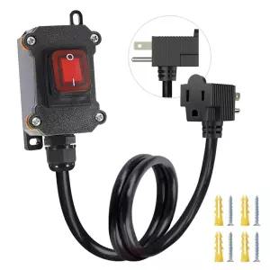 3.3피트 14AWG 케이블 피기백 플러그(3-가지형)가 있는 인라인 코드 스위치 켜짐/꺼짐이 IP67 방수 연장