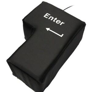 QIXIAMO 스트레스 방지 컴퓨터 대형 엔터 키 빅 USB 키보드 통풍 버튼 베개 데스크탑 해소 쿠션, 15x21x10cm, 블랙