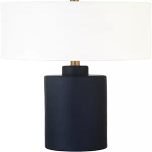 칼리나 25인치 높이의 세라믹 테이블 램프 매트 네이비/화이트 원단 음영 포함