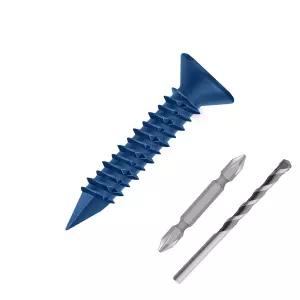 에타우에 3/16인치 x 1-1/4인치 콘크리트 나사 앵커 블루 플랫 헤드 조적 벽돌 블록 시멘트 또는 스투코에