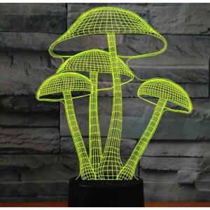 진웰 3D 버섯 야간 조명 램프 일루전 7색 변화 터치 스위치 테이블 책상 장식 아크릴 플랫 ABS 베이스 USB 케이블 생일 선물