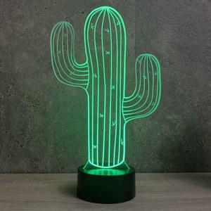 진웰 3D 선인장 플라워 나이트 라이트 램프 일루전 리드 7가지 색상 변경 터치 스위치 테이블 책상 장식 아크릴 플랫 ABS 베이스 USB 케이블 선물