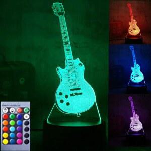 진웰 3D 기타 나이트 라이트 램프 일루전 16 컬러 체인지 테이블 책상 장식 선물 아크릴 플랫 ABS 베이스 USB 케이블 (버스)