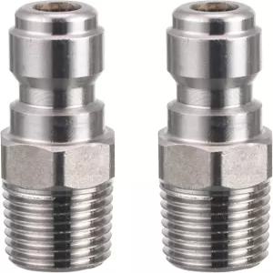 리지 워셔 압력 세척기 커플러 퀵 커넥트 플러그 1/4 남성 NPT 피팅 5000 PSI 2팩