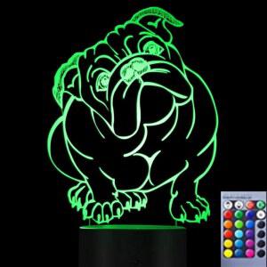 진웰 3D 프렌치 불독 나이트 라이트 램프 일루전 16색 변화 테이블 책상 장식 아크릴 플랫 ABS 베이스 USB 케이블 (버스)
