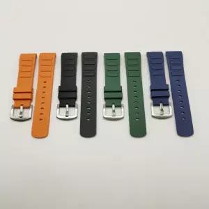 호환  퀵 릴리스 방수 곡선 고무 시계 스트랩 미도 뉴 멀티포트 TV M049.526 - 오렌지 블루 실리콘 스포츠