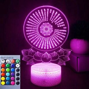 진웰 3D 부처님의 밤 조명 램프 일루전 16색 변화 테이블 책상 장식 아크릴 플랫 ABS 베이스 USB 케이블 생일 선물