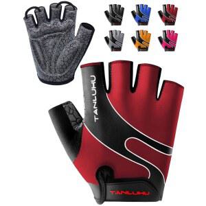 탄루후 사이클링 글러브 - 남녀용 산악 자전거 하프 핑거 로드 라이딩 글러브, 통기성, 충격 흡수성
