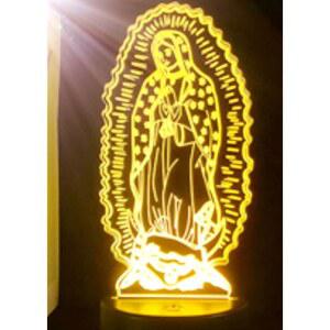 진웰 3D 성모 마리아 야간 조명 램프 일루전 7색 변화 터치 스위치 테이블 책상 장식 선물 아크릴 플랫 ABS 베이스 USB 케이블