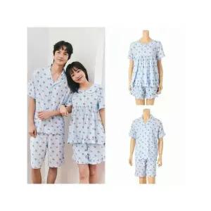 [하프클럽/솔브]실크처럼 부드럽고 가벼운 시원한 남여 커플 여름 반팔 파자마 세트 택1 SPA2606M_W_S