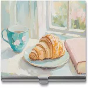 빈티지 커피 컵 책 명함 홀더 포켓 슬림 메탈 여성용 케이스