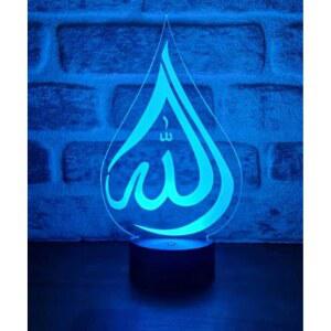 진웰 3D 알라 무슬림 야간 조명 램프 일루전 7가지 색상 변경 터치 스위치 테이블 책상 장식 아크릴 플랫 ABS 베이스 USB 케이블 선물