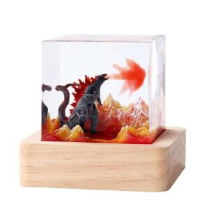 나무 베이스가 있는 Aswdbbn 핸드메이드 Go.dzi.la 레진 램프, USB LED 라이트 u2013 3D 불을 뿜는 몬스터 나이트 라이트, 침실, 책상 또는 사무실 장식용, 팬과 성인을 위한 독특한 수집품 선물