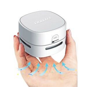 TRZLIFE 책상 진공청소기, 두 개의 AA 배터리로 구동되는 미니 테이블 진공청소기 필수 사무용 액세서리는 휴일 선물로 이상적인 데스크탑 서랍 조리대에서 작은 물건과 부스러기를 빨아들입니다