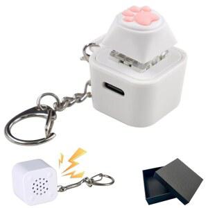 고양이 피젯 - 소리를 낼 수 있는 발 열쇠고리, 다채로운 조명, 재미있는 휴대용 불안 , 애호가를 위한 선물로 적합한 USB-C 충전식 스트레스 (고양이)