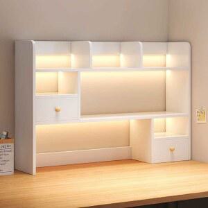 책상 상부장 학생 70x50x180cm 세트 라이트 책꽂이 대학생책상 2단/화이트
