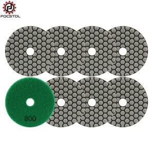 FOCSTOL 다이아몬드 건식 연마 패드 샌딩 디스크 8pcs 화강암 대리석 석영 직경 100mm 유연한 수지