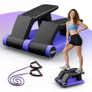 공기 압축 저항 스테퍼 u2013 가정용 심장 운동용 조절식 미니 계단 클라이머, LCD 디스플레이가 장착된 휴대용 머신, 5단계 저항, 미끄럼 방지 페달 - 배터리는 포함되지 않습니다.