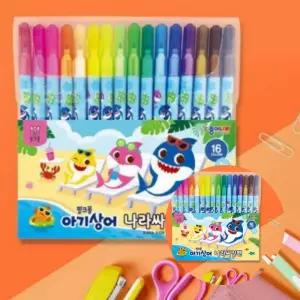 핑크퐁 아기상어 싸인펜 16색 세트 초등 어린이집 학용품 준비물 입학 선물 아기상어사인펜
