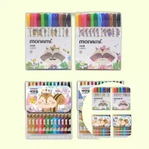 사인펜 색연필 12색 세트 지구화학 초등 어린이집 학용품 준비물 입학 선물 색연필사인펜