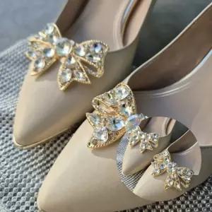 웨딩 신발 코사지 큐빅 리본 장식 한쌍 구두 액세서리 신발 장식 포인트 코사지