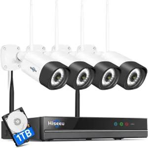 히슈 2.5K 5MP WiFi 카메라 시스템 실외 확장 가능한 16CH 8MP NVR 1TB HDD 스포트라이트 양방향 오디오