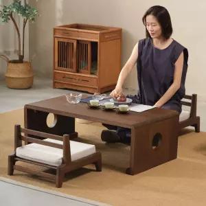 일본식 좌식테이블 원목 우드 탁자 거실 다다미 찻상 로우테이블 화이트 좌탁