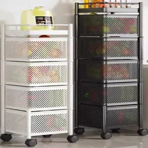 바퀴달린 트롤리 이동식 탁자 수납장 철제 침대 원형 보관함 거실 카트