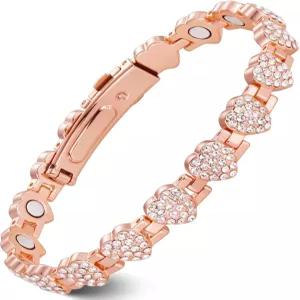 여성용 페라코 구리 팔찌 3800 가우스 네오디뮴 자석 및 눈부신 큐빅 지르코니아가 포함된 초고강도