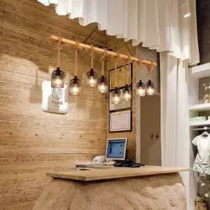 빈티지 식물조명등 로프 엔틱 라탄 레스토랑 와인바 인테리어 펜던트