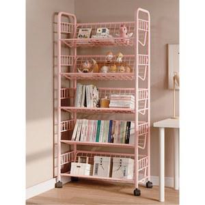 바퀴 달린 책장 이동 수납장 3단장 플랫 선반 낮은 간편 좁은 철제 소형책꽂이 이동형