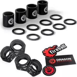스케이트보드 롱보드 및 크루저용 파이어볼 드래곤 스페이서 와셔 액슬 너트(스피드 키트) - 베어링 성능을